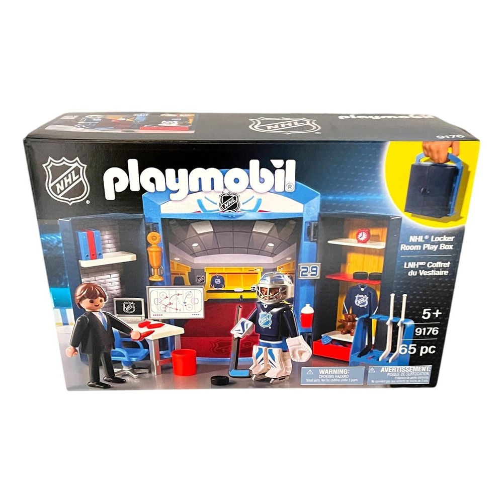 Playmobil NHL Set 65 pc Hockey Locker Room Playset Coach Player New 2017